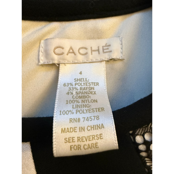 Cache Dress Size 4 Black White Colorblock Sheath Full Zip Back New Years Eve - Picture 6 of 7